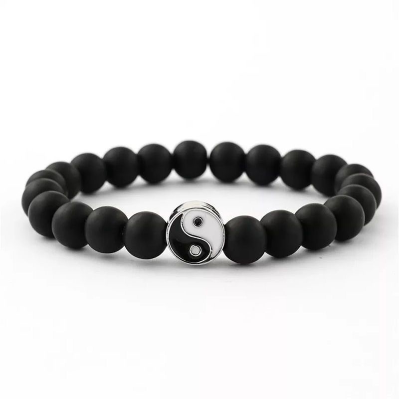 สร้อยข้อมือ STREET WEAR TAI CHI YIN YANG สีดำและขาวย่นยุติภูมิ กะทัดรัดด้วยเม็ดหินฟรอสต์ - รูปที่ 2