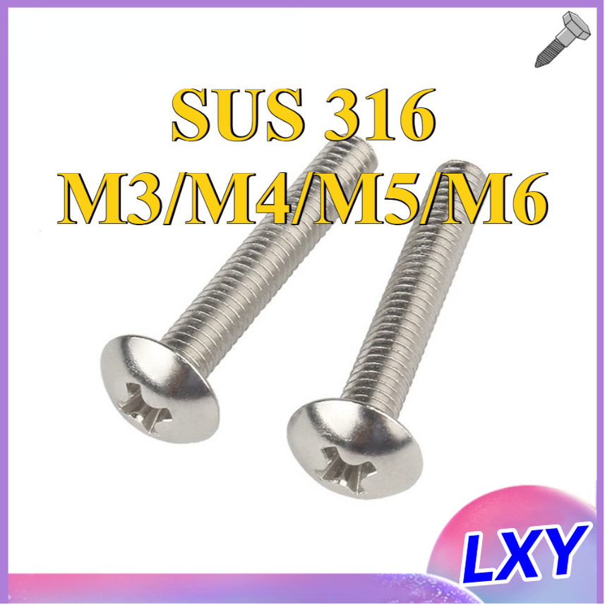 สกรู น็อต JT น็อต สกรู หัวร่ม หัวกระทะ แฉก T+ สแตนเลส 316 เกลียวมิล / Truss Head Phillip Machine Scr