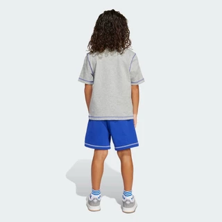 adidas ไลฟ์สไตล์ ชุดเสื้อยืดและกางเกงขาสั้นสำหรับเด็ก เด็ก สีเทา JX5258