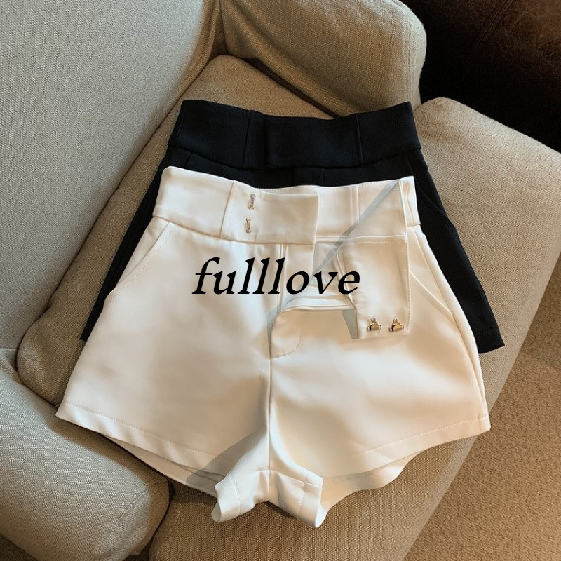 [ส่งไวจากไทย] Fulllove กางเกงขาสั้นเอวสูง สไตล์ผู้หญิง เวอร์ชั่นเกาหลี แฟชั่น สันทนาการ บาง สีทึบ ขนาดใหญ่ ทุกการแข่งขัน กางเกงขาสั้น
