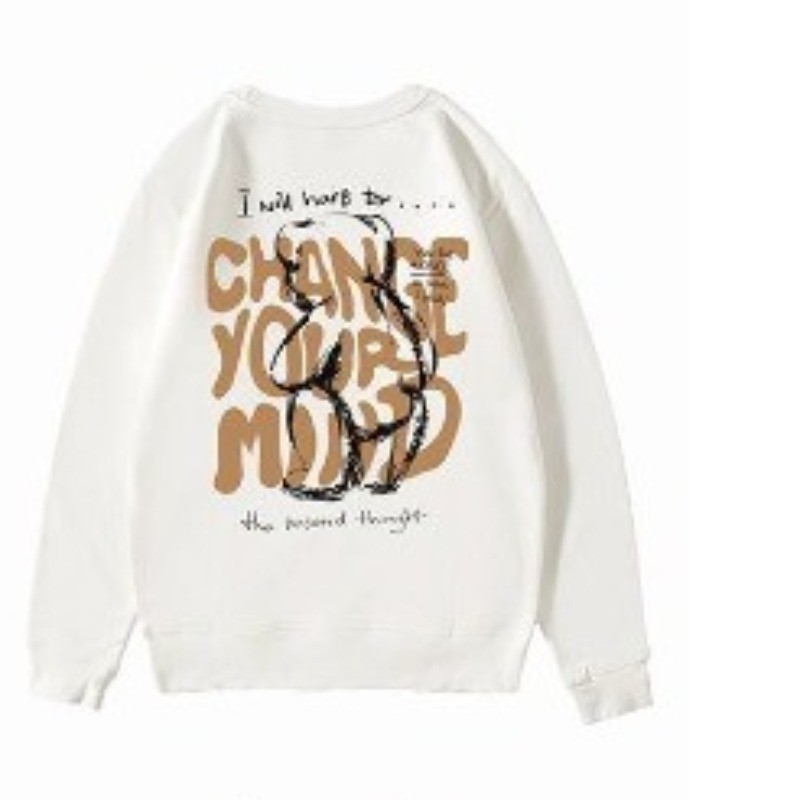 เสื้อยืดลายกราฟฟิตี้แขนยาว สำหรับผู้ชายและผู้หญิง พิมพ์ลายแบบ.Offset ออกแบบหลวมรอบคอดีไซน์ตัวอักษร