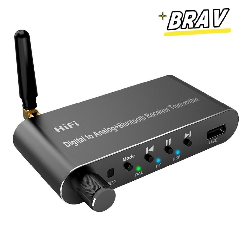 BRAV Digital to Analog Audio Converter พร้อมตัวรับสัญญาณ Bluetooth 5.1 พร้อมรีโมท Digital Optical เป็น 3.5 mm, 4 in 1 Aluminium Alloy DAC Wireless Adaptor TV, เล่นเกม, เครื่องเล่น CD, MP3
