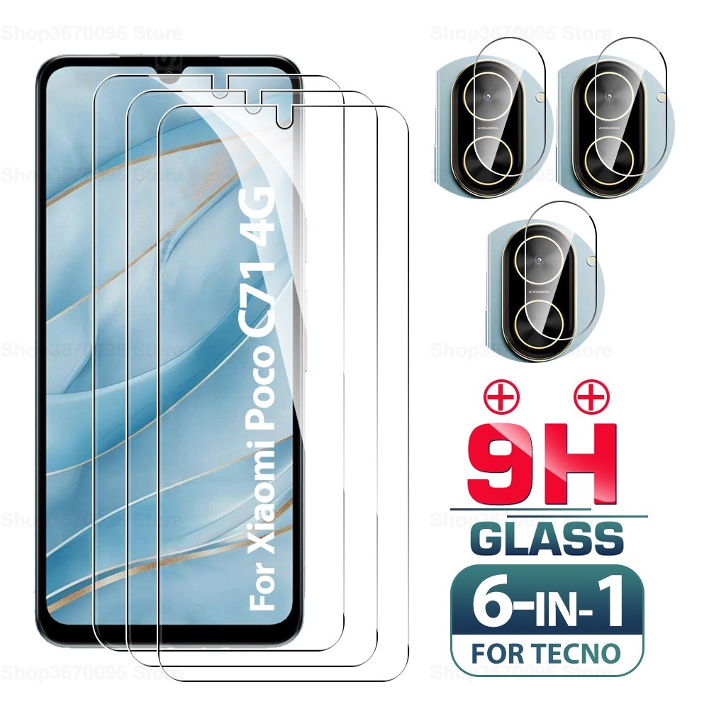 6in1 กระจกนิรภัยสําหรับ Xiaomi Poco C71 ป้องกันหน้าจอ Redmi A5 4G Global poco C71 C 71 4G กล้องฟิล์ม