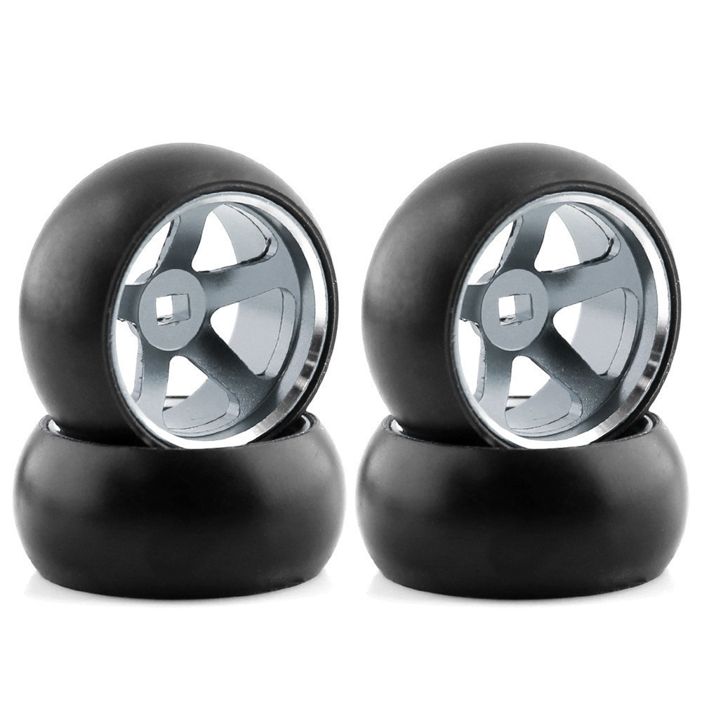 ​1/28 WLtoys K989/K969/P939/MINI-Q โลหะ Drift ล้อชุด D - Rims & Slick ยาง