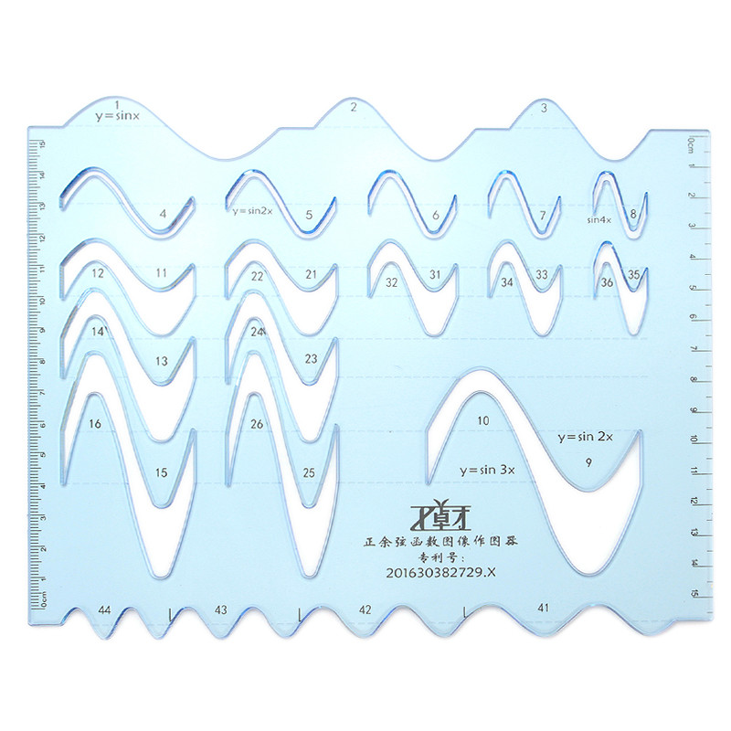 มัลติฟังก์ชั่น Sine ที่เหลือ Functional Drawing Ruler Drawing Template Ruler High School ไม้บรรทัดคณ