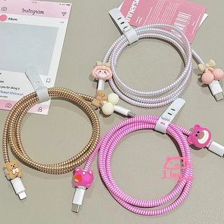 (1ชุด4ชิ้น) เคสถนอมสายชาร์จ Charger Protector Girly ปลอกหุ้มสายชาร์จ USB Type-C รูปหัวใจ สําหรับ Apple 18 20w ทนทานcable