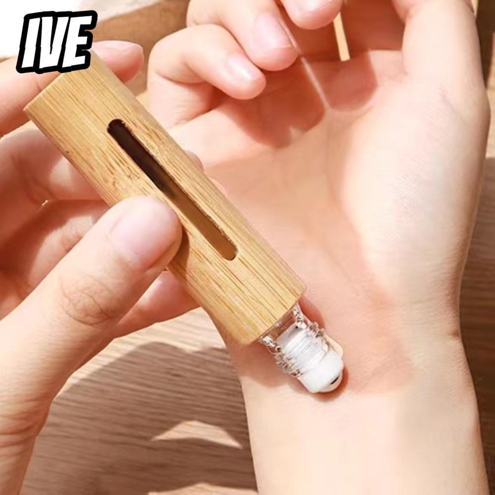IVEYOUNG ขวดลูกกลิ้ง,พร้อมลูกกลิ้งสแตนเลส 3ml/5ml/10ml/15ml ม้วนไม้ไผ่บนขวด,ชุดเดินทางมินิแบบพกพาขวด