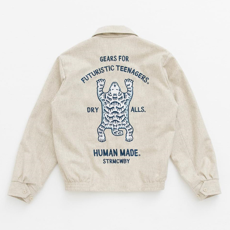 เสื้อแจ็คเก็ต STREET WEAR HUMAN MADE POLAR BEAR สำหรับผู้ชายและผู้หญิง ทำจากผ้าขนสัตว์ สวมใส่สบาย เห