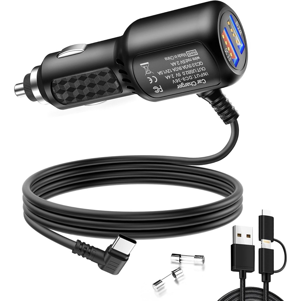 Dash Cam Charger USB C,Type C Dash Cam สายไฟ,Dual USB Fast Charger, ใช้งานร่วมกับ REDTIGER F7N Serie