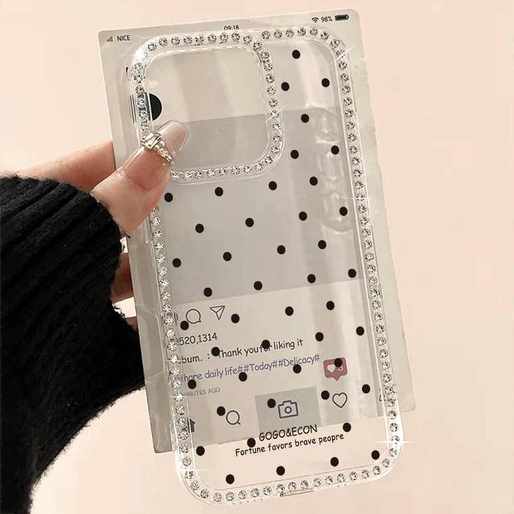 เคสโทรศัพท์มือถือ For iPhone 13 11 17 Pro Max Case For iPhone 16 15 14 12 13 pro max Air สร้อยข้อมือเพชรเต็มเส้น แวววาว