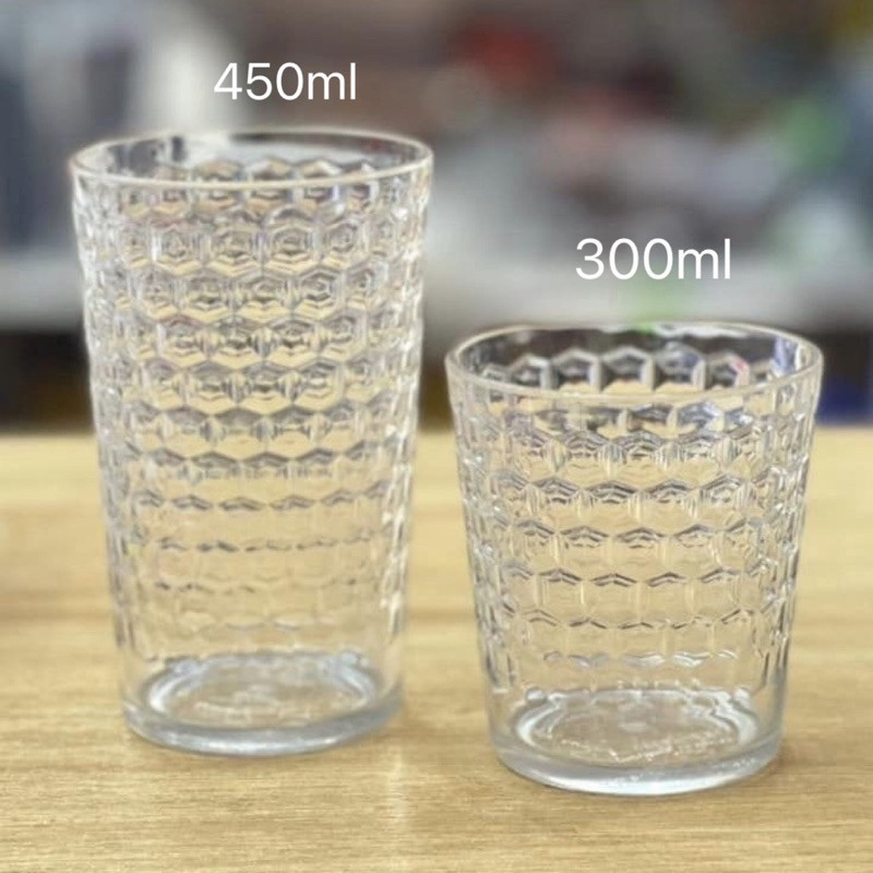 Combo of 3, 5 Meka Plastic Cups, ถ้วยชามะนาวทนความร้อน 300ml, 450ml, 460ML พร้อมที่จับเบียร์, ถ้วยน้