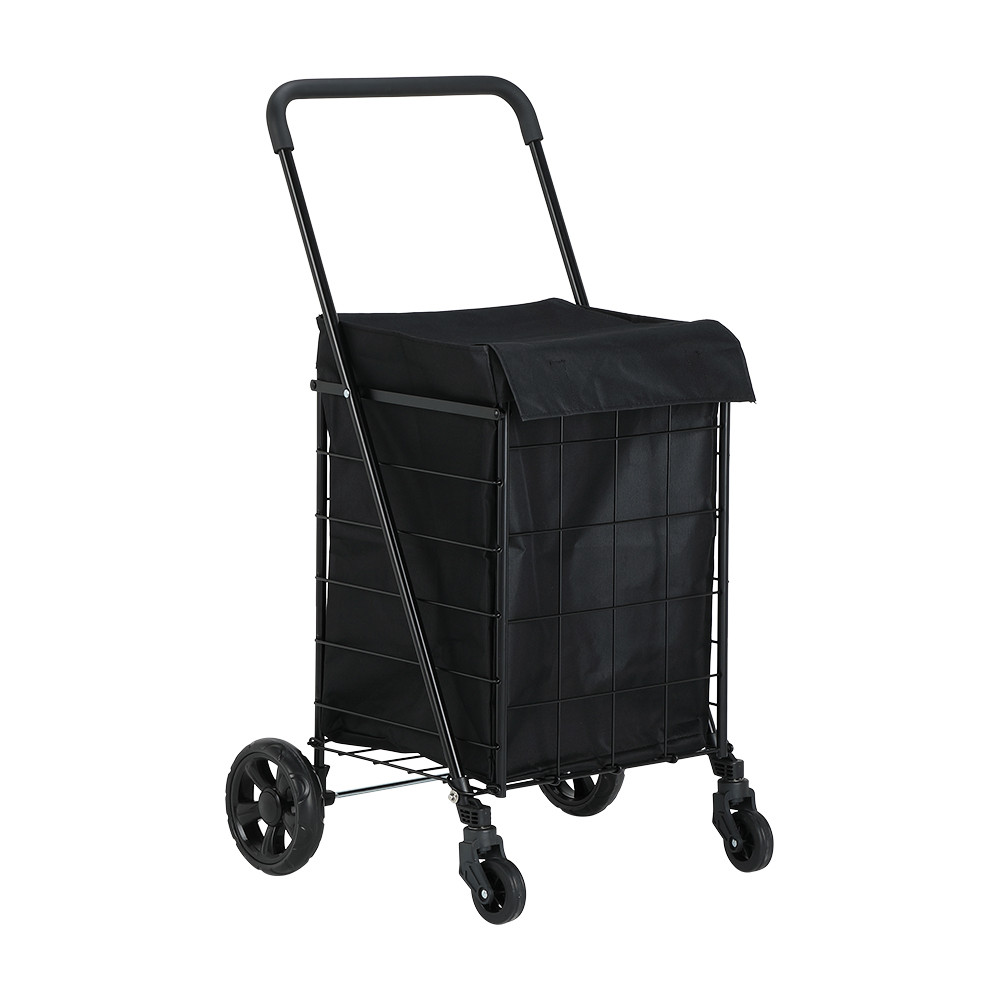 INDEX LIVING MALL รถเข็นพับได้พร้อมถุงผ้า รุ่นโจเอล ขนาด 52.5 x 48 x 93 ซม. - สีดำ