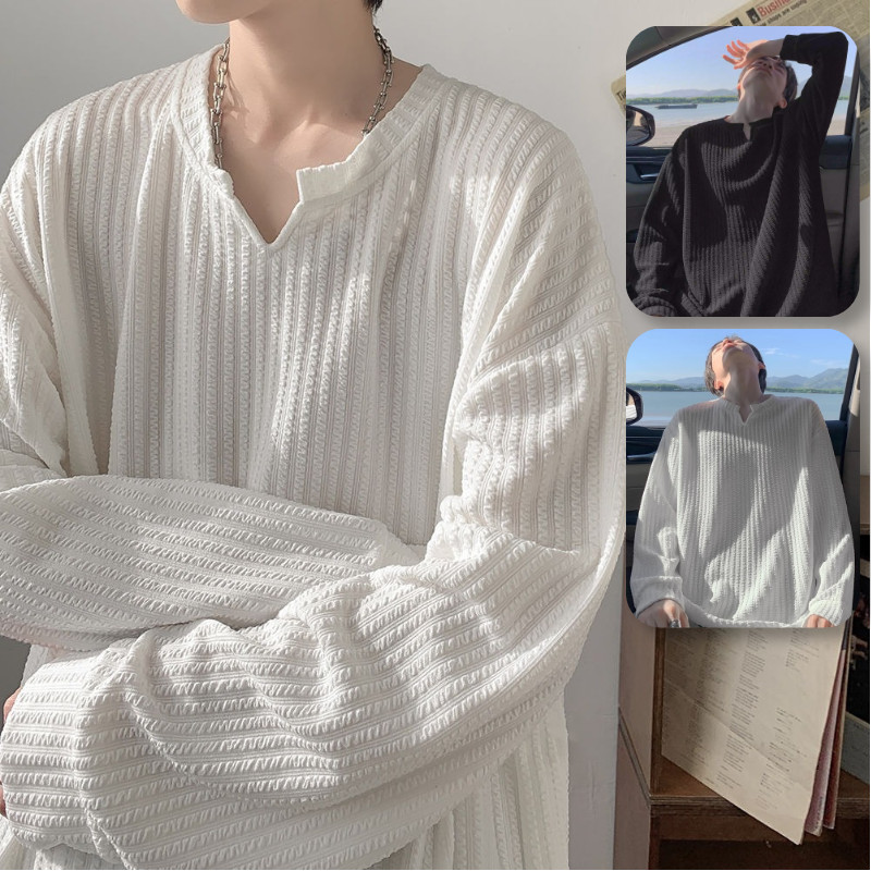 SUIKONE ซุยโคเนะ เสื้อกันหนาวผู้ชายคุณสมบัติสไตล์ที่เป็นกลางหลวม ลําลอง และอเนกประสงค์ด้วยความงามฮาราจูกุญี่ปุ่นย้อนยุคอเมริกัน