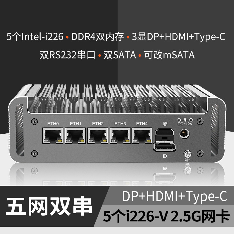 Changnet J6412/J6413 5 Mesh Dual String i226 การ์ดเครือข่าย Soft Router Mini Host Industrial Automat