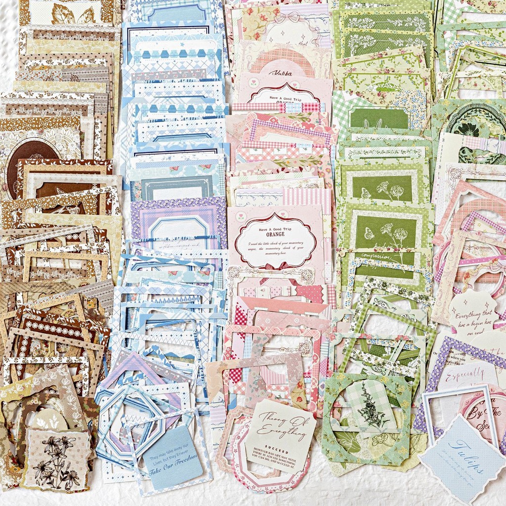 20 pcs สมุดกรอบสติกเกอร์สําหรับ Junk Journal Pasteable Vintage สมุดภาพกรอบรูปสติกเกอร์สมุดภาพตกแต่งส