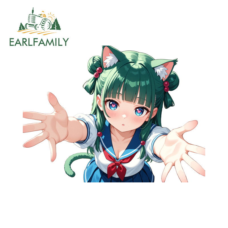 EARLFAMILY Maomao สติกเกอร์รถบุคลิกภาพ SUV VAN Occlusion Scratch ไวนิล Decal Chibi กันน้ําไวนิลรถ Wr