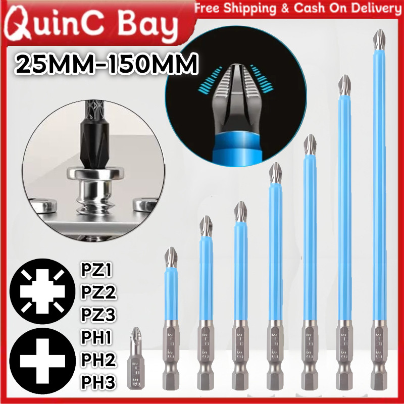 Anti Slip ไขควง PH1 PH2 PH3 PZ1 PZ2 PZ3 ไฟฟ้าแม่เหล็กไขควงบิต防打滑磁批头