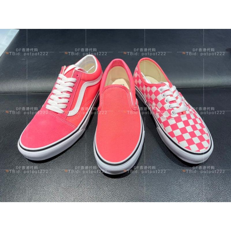 DF Hong Kong Daigou Vans Pink Lemonade Pink Lemonade Peach Pink Girls Canvas รองเท้าสเก็ตบอร์ดรองเท้