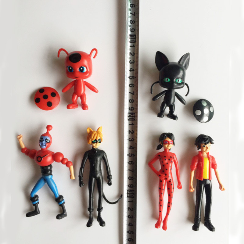 6 Ladybug สาว Miraculous Ladybug Magic Ladybug ตุ๊กตา Super Cat รูปของเล่นเครื่องประดับ
