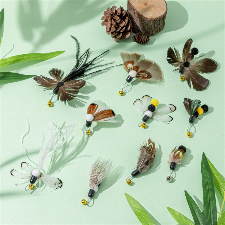 สไตล์ใหม่จําลองแมลงล้อเล่นแมวติดหัวเปลี่ยนแมลงบินขนาดเล็ก