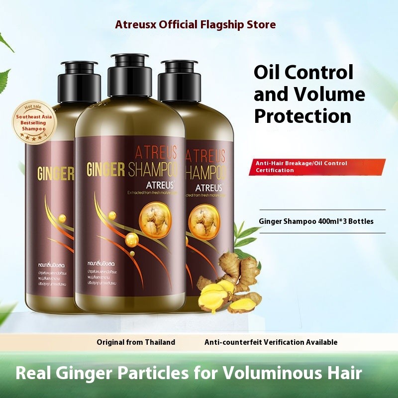 ATREUS Thai Ginger Shampoo Oil Control Volumizing Strengthening Nourishing Anti-Dandruff Anti-Itch
