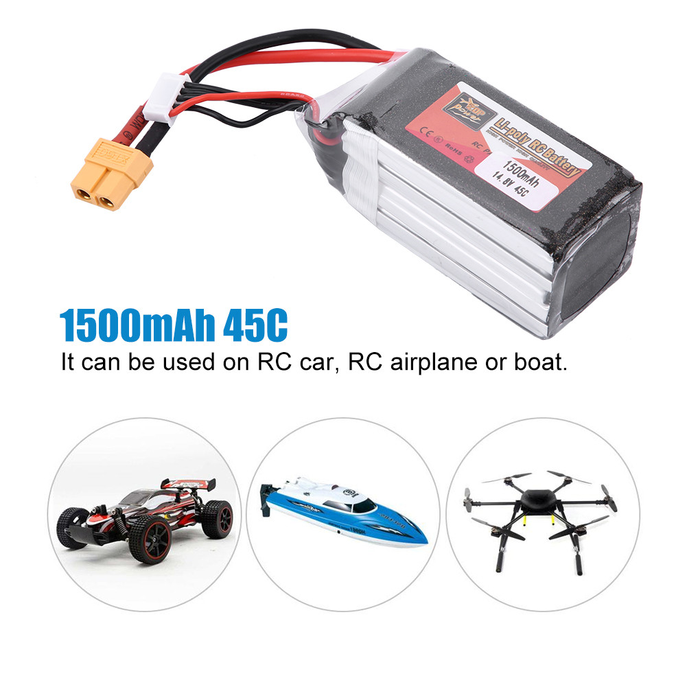 Phoenixshop Famus ZOP Power 4S 14.8V แบตเตอรี่ LiPo แบบชาร์จไฟได้พร้อมปลั๊ก XT60 1500mAh 5000mAh 550