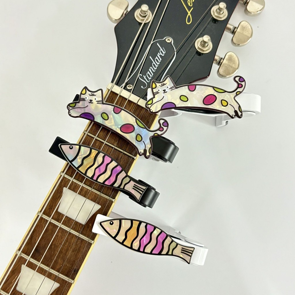 ลูกแมวปลากีต้าร์โปร่ง Capo กีต้าร์โปร่งไฟฟ้า Ukulele Capo Tuner Metal Capo #YING105#