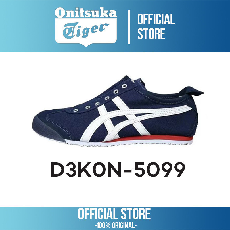Onitsuka MEXICO 66 SLIP-ON รองเท้าผ้าใบผู้ใหญ่ทรงเตี้ยสีน้ําเงินสีขาว D3K0N-5099 B0FN