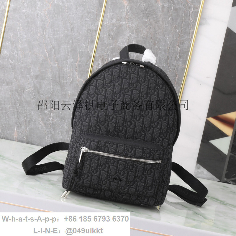 DI0R Original Label 1: 1 Classic Canvas Black Grained Calfskin Backpack Mens Black คุ้มค่าเงิน