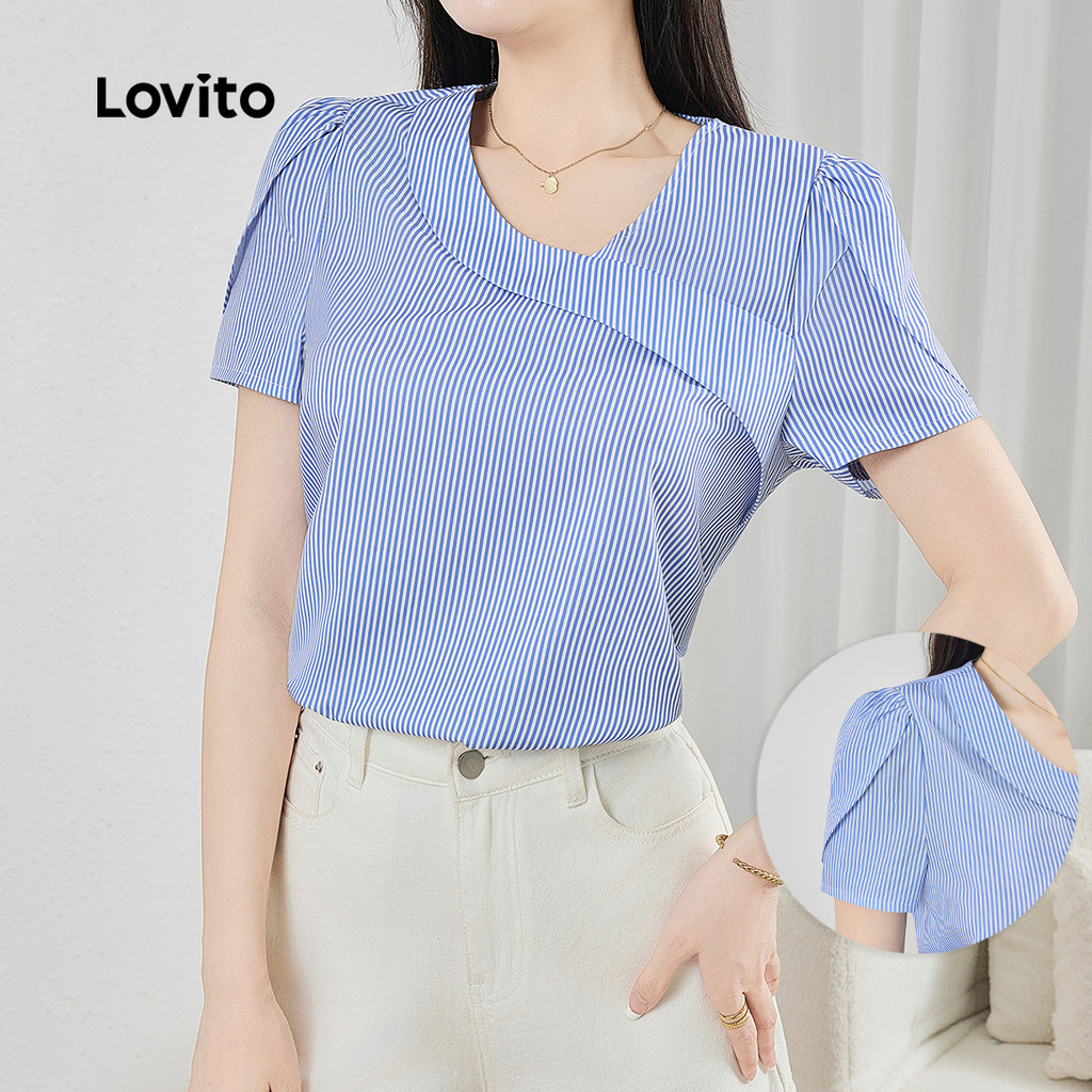 เสื้อเชิ้ตแขนกลีบลายทาง-BLB134P1D972