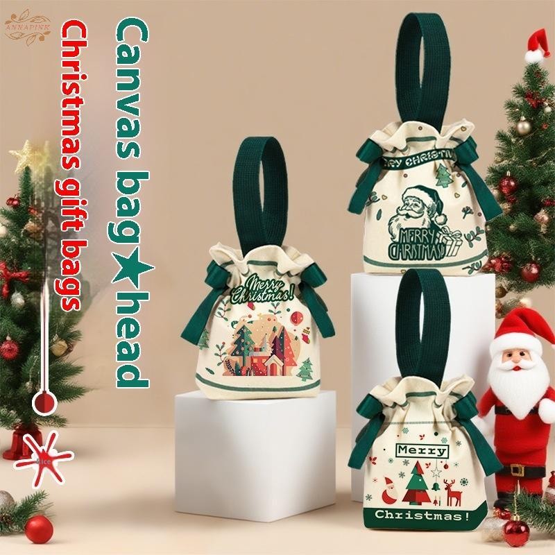Ank 1 ชิ้นกระเป๋าของขวัญคริสต์มาสการ์ตูนกล่องบรรจุภัณฑ์ขนมอุปกรณ์ปาร์ตี้คริสต์มาสกล่องห่อขนมถุงเก็บ 