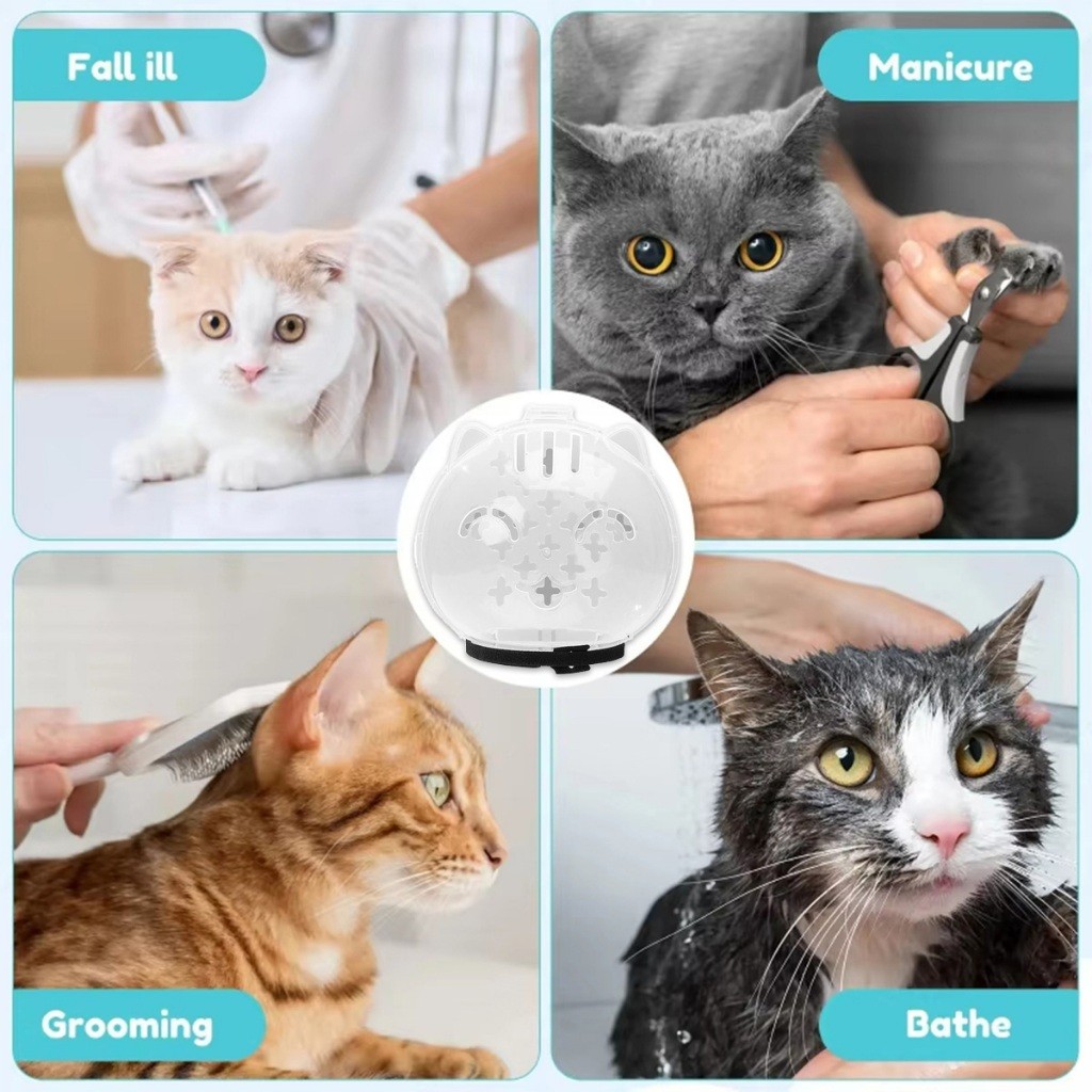 ร้านคนไทย！ ขนาดM/L ที่ครอบปากน้องแมว สีใส พลาสติก สำหรับป้องกันการกัด หมวกอวกาศแมว ตัดเล็บง่าย - รูปที่ 5