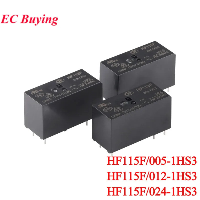 2PCS/1PC HF115F HF115F-005-1HS3 HF115F-012-1HS3 HF115F-024-1HS3 12VDC 24VDC DC 5V 12V 24V 16A 6Pin ร