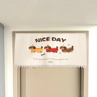 40x90CM ม่านประตู ผ้าม่านห้องนอน รูปแบบการ์ตูน หน้าหลัก ตกแต่งห้องครัว ผ้าม่านครึ่ง