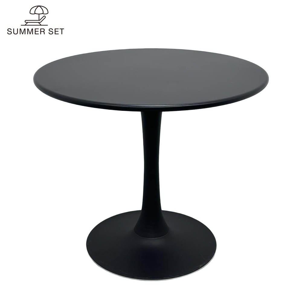 Ghouse Online SUMMER SET โต๊ะสนามทรงกลมเหล็ก รุ่น PISA-B ขนาด 70x70x75 ซม. สีดำ สินค้าขายดี!