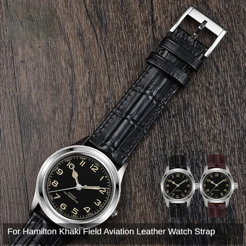 สายนาฬิกาหนังแท้สําหรับ Hamilton Khaki Field Series H70605731 สายนาฬิกาข้อมือสร้อยข้อมือหนังวัวนุ่มส