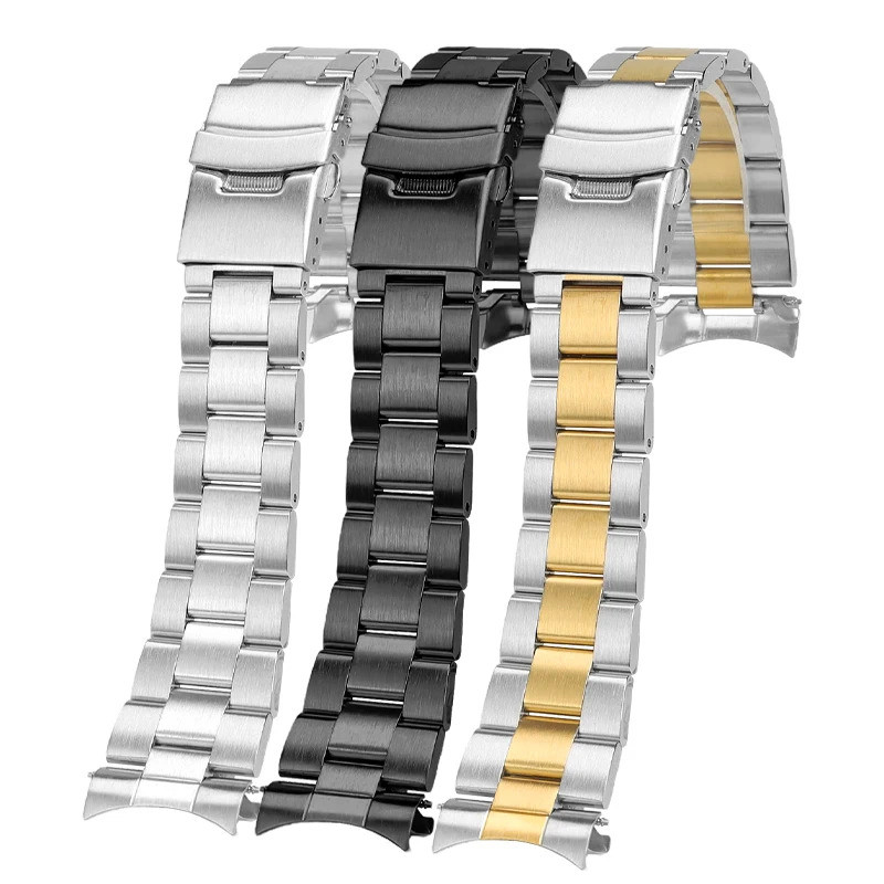 สายสแตนเลสสําหรับ Casio Duro MDV106-1A MDV-106 Mdv107-1A โค้ง Bracele Seiko ดําน้ําโลหะสายนาฬิกาอุปก