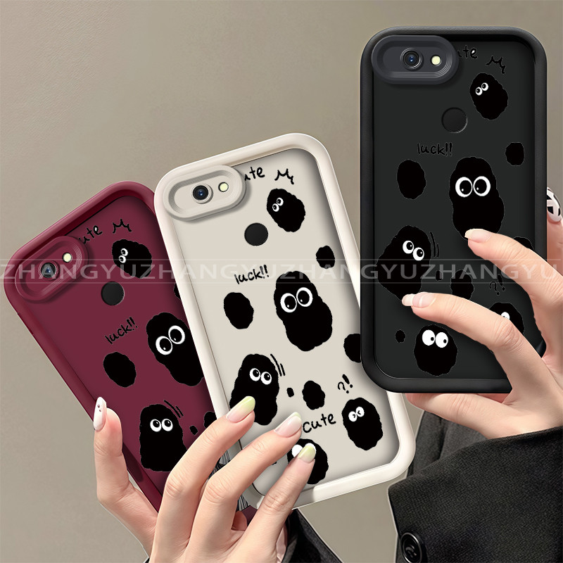 เหมาะสําหรับ TECNO POP 2F B1F POP2 เคสโทรศัพท์ใหม่สีดําการ์ตูนถ่านหินรูปแบบความงามปกอ่อน JT06