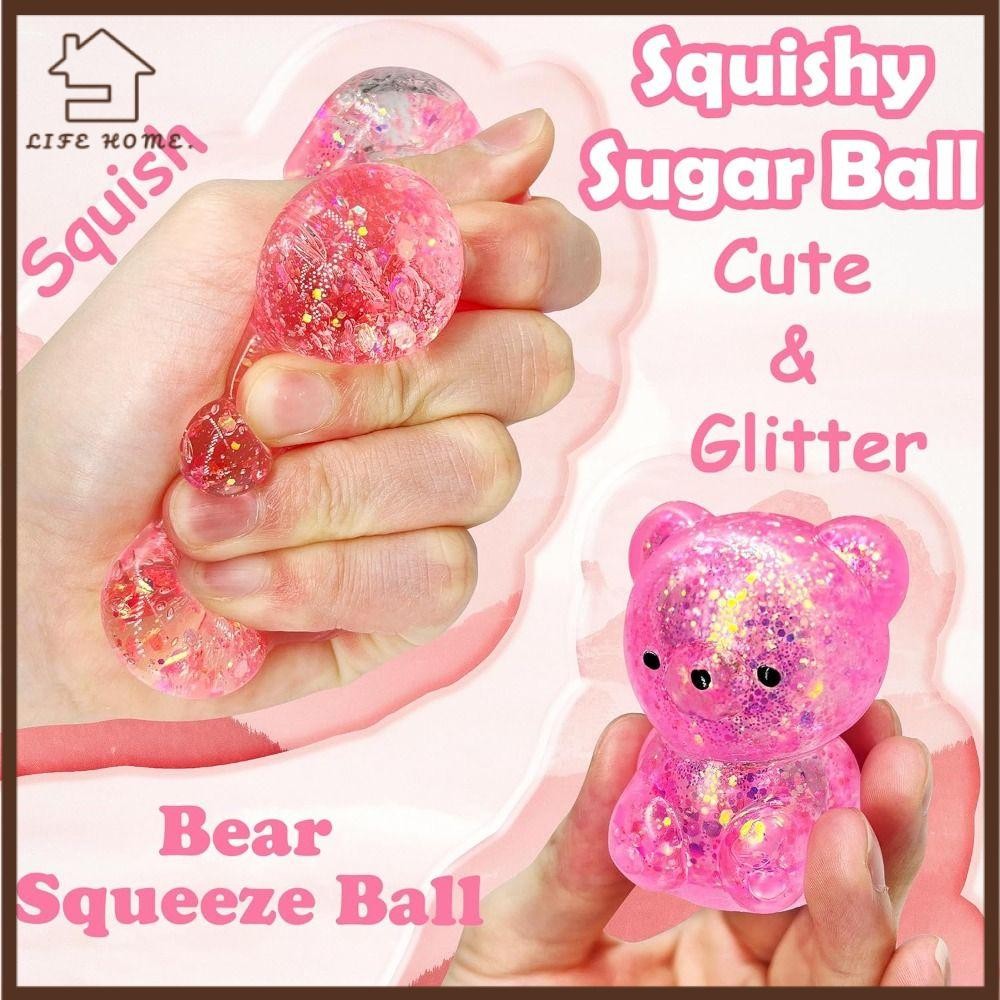 YELGIRL Bear Squishy Fidget Toys, Funny Gummy Bear Sugar Stress Ball Sensory Toys, Squishy Ball น่าร