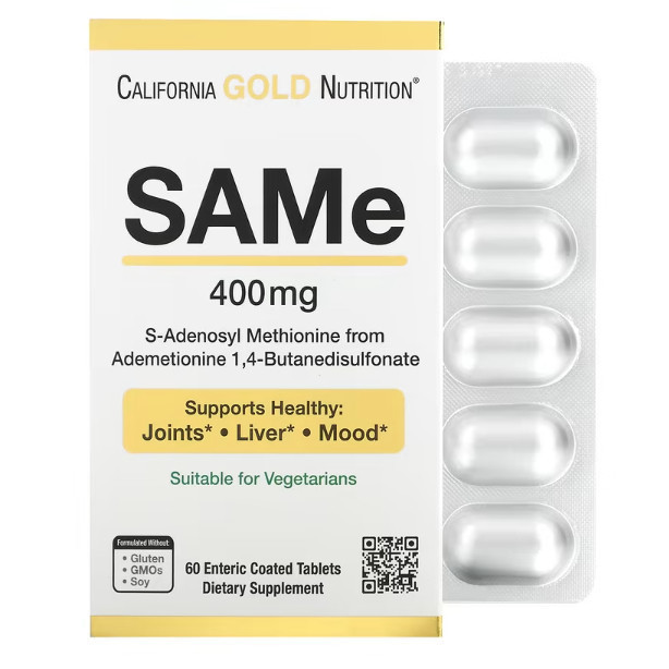 [ส่งไวมาก]SAM-e 400mg 60 เม็ด California ซึมเศร้า ตับแข็ง ปวดกล้ามเนื้อ ข้อเข่าเสื่อม โรคสมองเสื่อม