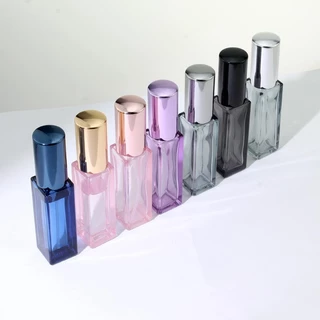 ขวดสเปรย์แก้วเปล่าทรงเหลี่ยม ขวดใส ฝาสีดำ เงิน โรสโกลด์ (รุ่นขวดหนา) 3 / 5 / 10 ml ขวดเสปรย์พกพา