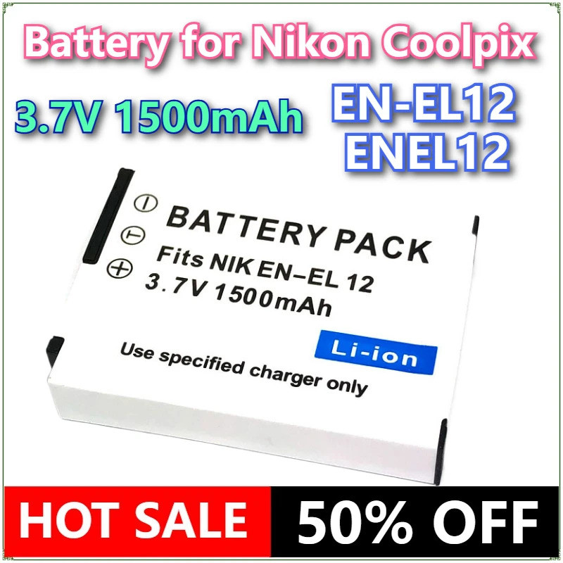 ยี่ห้อใหม่ EN-EL12 ENEL12 1500mAh แบตเตอรี่สําหรับ Nikon Coolpix A1000 B600 W300 A900 AW100 AW110 AW