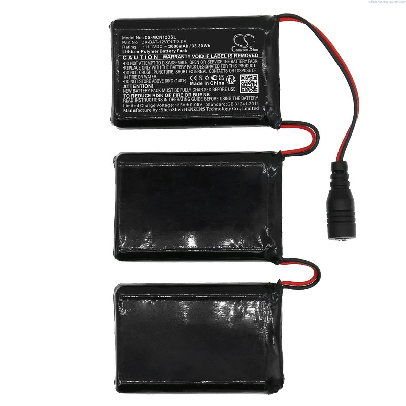 Cameron Sino 11.1V 3000mAh เสื้อผ้าอุ่นแบตเตอรี่ K-BAT-12VOLT-3.0A สําหรับ Macna ถุงมือ 12v 3a 3 + เ