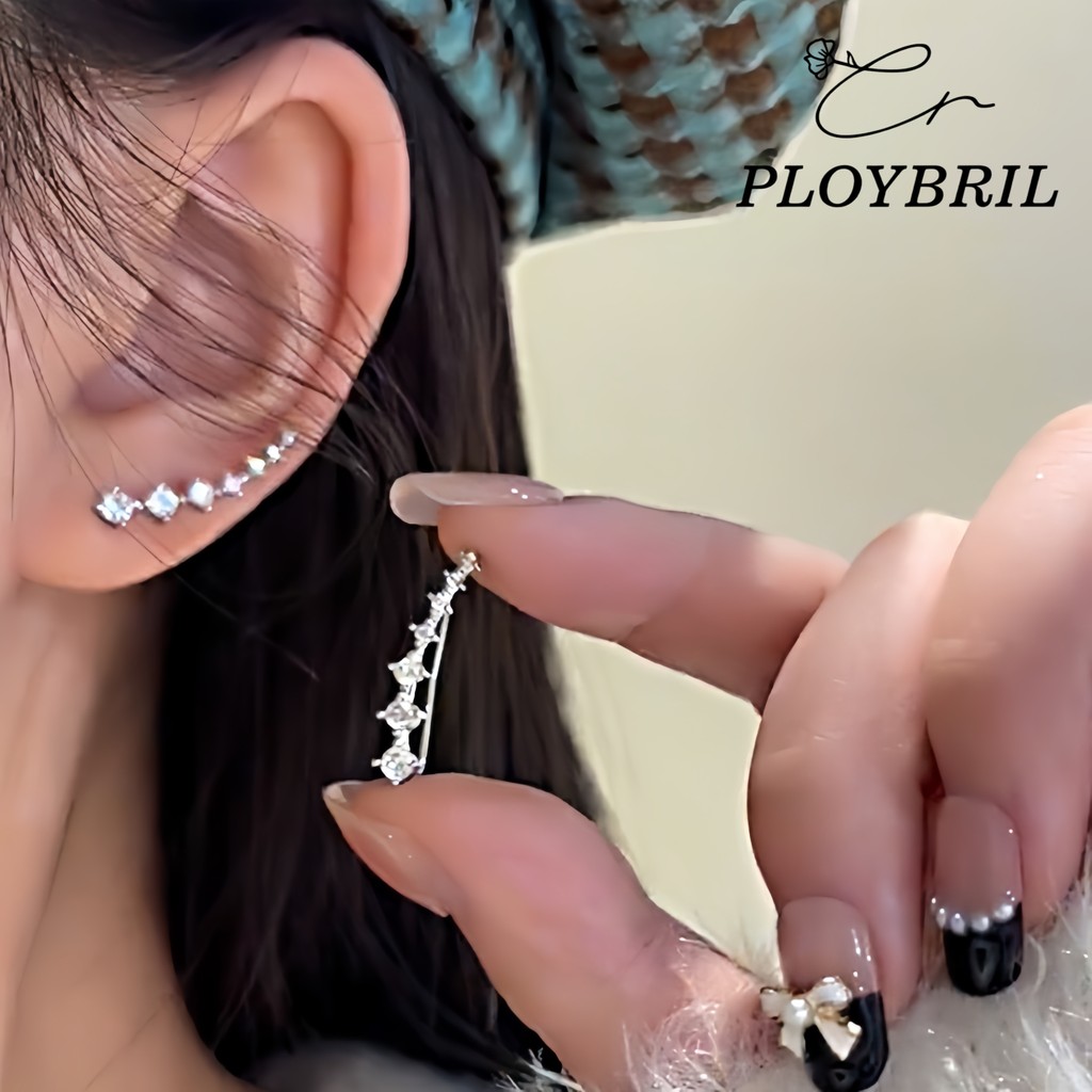 PLOYBRIL COD❤️ต่างหูเงินS925เซเว่นสตาร์ประดับเพทายสไตล์เกาหลีแฟชั่นหรูหราเครื่องประดับสำหรับผู้หญิง E096