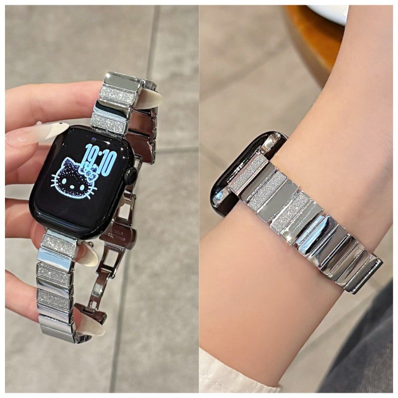 บาง สายโลหะสแตนเลสสําหรับ แอปเปิล ดู ชุด 11 10 42/46/40/41 มม.45 มม.44 มม.38 มม. ส่องแสง สายรัดข้อมือสําหรับ ฉันดู 9 8 7 กับ 3 2 6 5 4 พิเศษ 3 2 49 มม