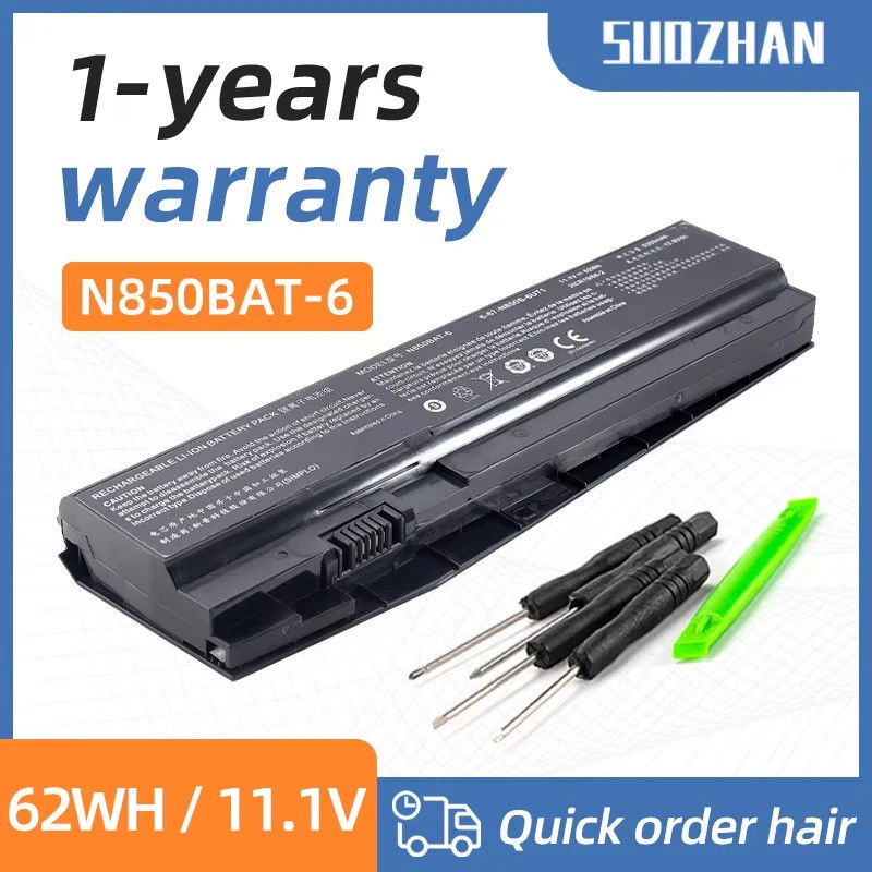 SUOZHAN 62Wh N850BAT-6 6-87-N850S-6U71 แบตเตอรี่แล็ปท็อปสําหรับ Clevo N850 N870 N855 N857 N871 N875E