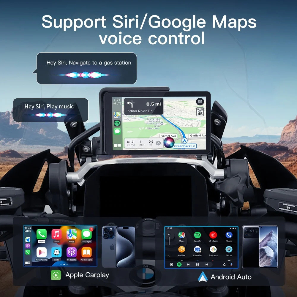 รูปลักษณ์ที่หรูหรา หน้าจอ Carplay รถจักรยานยนต์แบบถอดได้สําหรับ BMW Monitor หน้าจอ Carplay ไร้สาย An