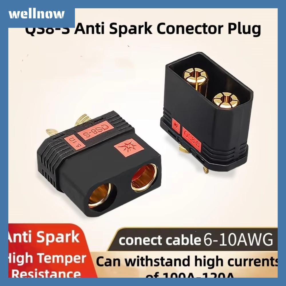 WELLNOW QS8-S Connector, Anti Spark Black QS8P-S ปลั๊กแบตเตอรี่, High Current Gold Plated QS8-S MF ป