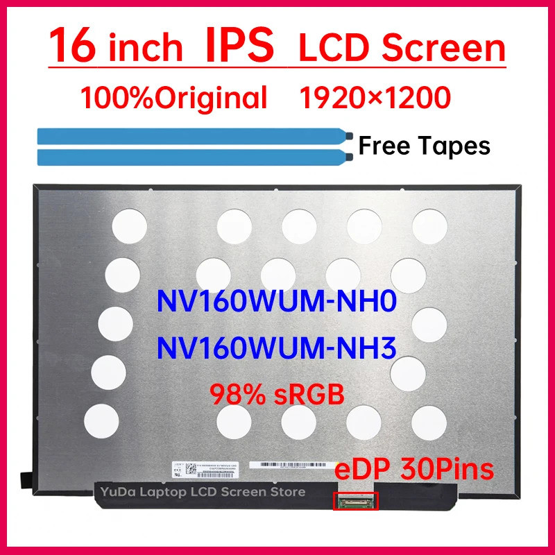 หน้าจอ LCD แล็ปท็อปขนาด 16 นิ้ว NV160WUM NH0 NV160WUM-NH0 NV160WUM-NH3 MNG007QS4-1 จอแสดงผลแผงเมทริก