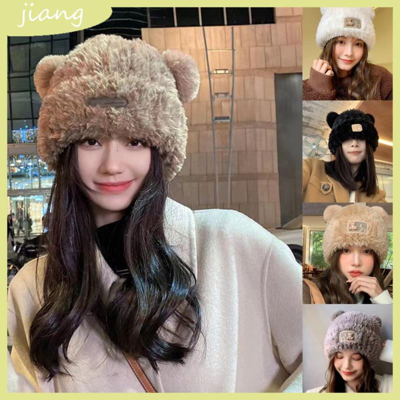 JN Furry หมวก Head Wrap Furry Soft Thicken Hood สําหรับผู้หญิงสวมใส่กลางแจ้ง Thicken หูสําหรับฤดูหนา